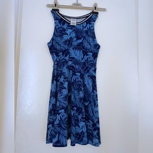Blue Plant Patterned Dress